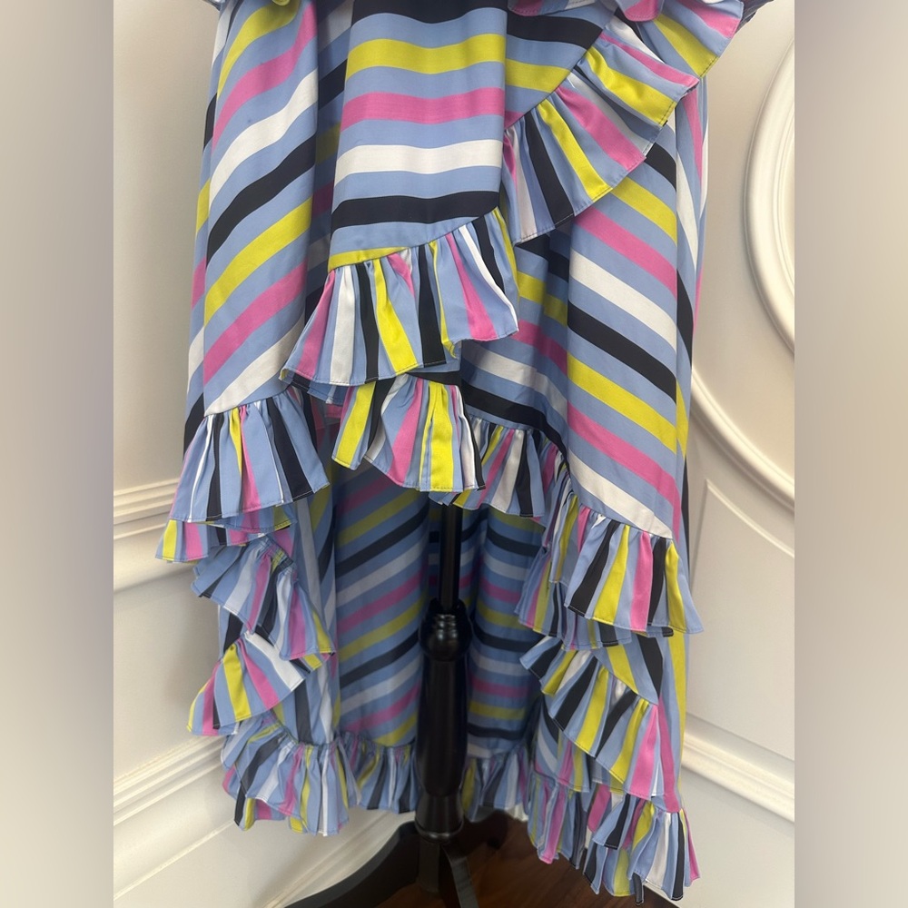 Caroline Constas Multicolored Striped Co Ord High Low Skirt (XS) Peplum Top (S) - Picture 5 of 16